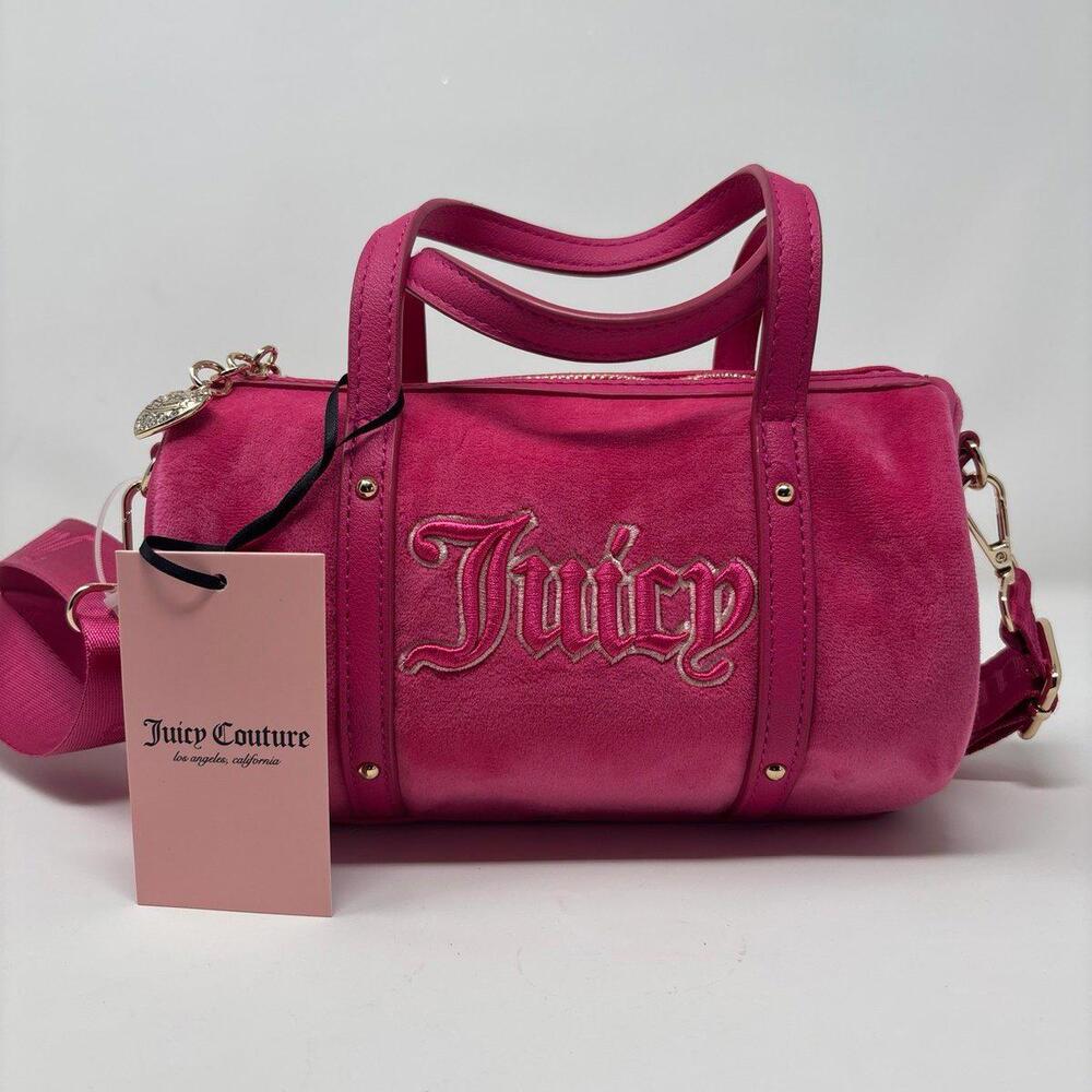 Juicy Couture pink mini barrel bag purse velour o